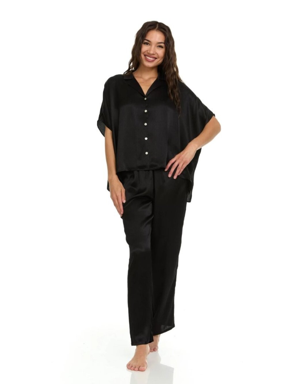Flora Nikrooz Womens Satin Pajama Sets Size XS Black NEW